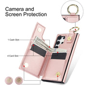 For Samsung Galaxy S24 Ultra 5G Litchi Texture Zipper Double Buckle Card Bag Phone Case(Rose Gold)