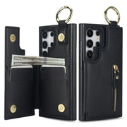 For Samsung Galaxy S24 Ultra 5G Litchi Texture Zipper Double Buckle Card Bag Phone Case(Black)