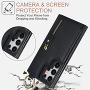 For Samsung Galaxy S24 Ultra 5G Litchi Texture Zipper Double Buckle Card Bag Phone Case(Black)