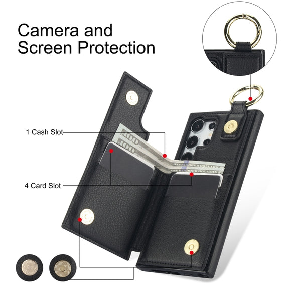 For Samsung Galaxy S24 Ultra 5G Litchi Texture Zipper Double Buckle Card Bag Phone Case(Black)