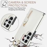 For Samsung Galaxy S24 Ultra 5G Litchi Texture Zipper Double Buckle Card Bag Phone Case(White)