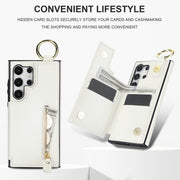 For Samsung Galaxy S24 Ultra 5G Litchi Texture Zipper Double Buckle Card Bag Phone Case(White)