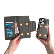 For iPhone 16 Pro Max Multifunctional Seven Cards Wallet Leather Phone Case(Grey)