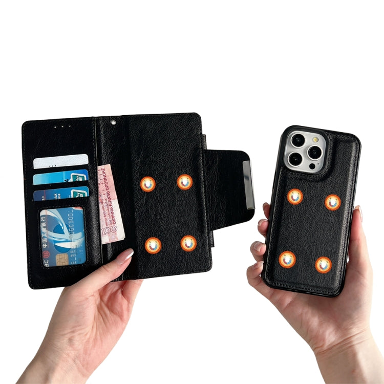 For iPhone 16 Pro Multifunctional Seven Cards Wallet Leather Phone Case(Black)
