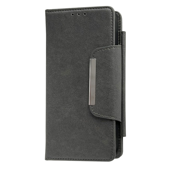 For iPhone 16 Pro Multifunctional 7-Cards Wallet Leather Phone Case(Grey)