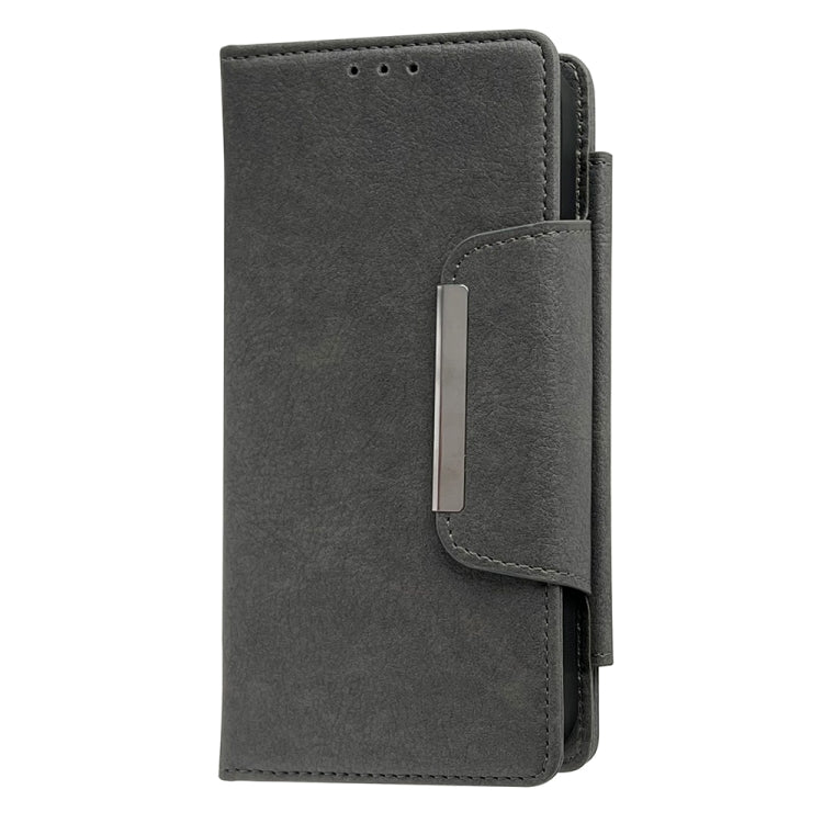 For iPhone 16 Pro Multifunctional 7-Cards Wallet Leather Phone Case(Grey)
