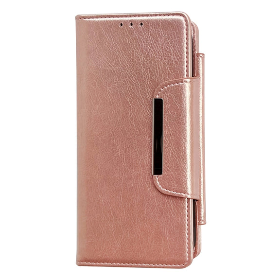 For iPhone 16 Pro Multifunctional Seven Cards Wallet Leather Phone Case(Rose Gold)