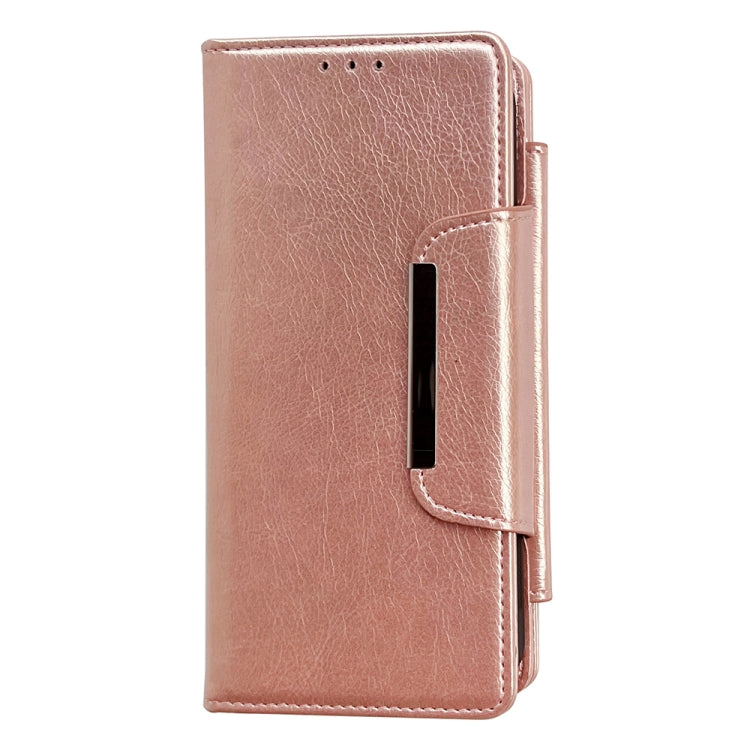 For iPhone 16 Pro Multifunctional Seven Cards Wallet Leather Phone Case(Rose Gold)