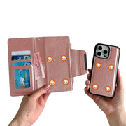 For iPhone 16 Pro Multifunctional Seven Cards Wallet Leather Phone Case(Rose Gold)