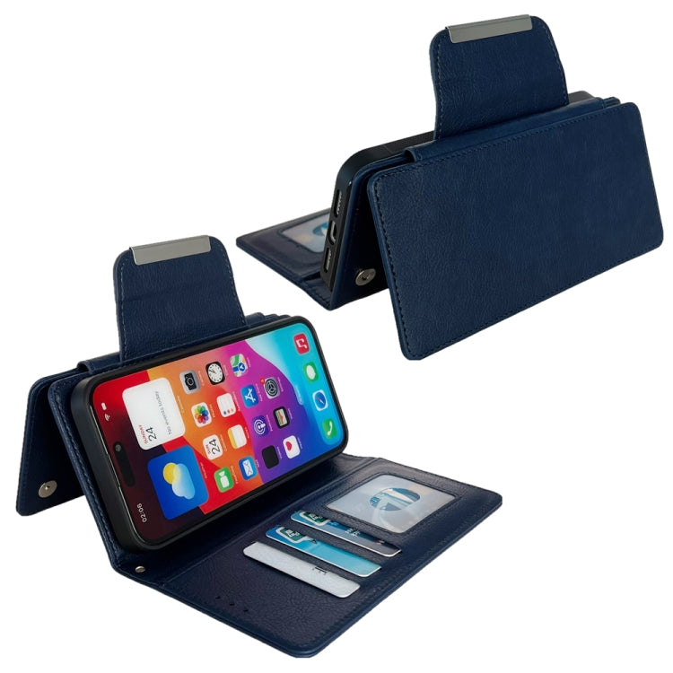 For iPhone 16 Pro Multifunctional Seven Cards Wallet Leather Phone Case(Royal Blue)
