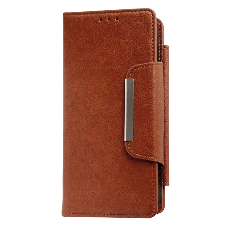 For iPhone 16 Pro Multifunctional 7-Cards Wallet Leather Phone Case(Brown) - iPhone 16 Pro Cases by PMC Jewellery | Online Shopping South Africa | PMC Jewellery | Buy Now Pay Later Mobicred