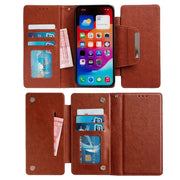 For iPhone 16 Pro Multifunctional 7-Cards Wallet Leather Phone Case(Brown)
