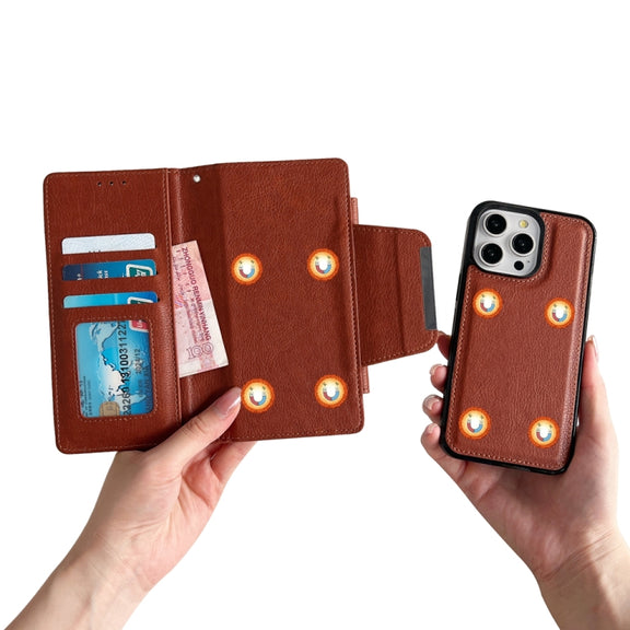 For iPhone 16 Pro Multifunctional 7-Cards Wallet Leather Phone Case(Brown)