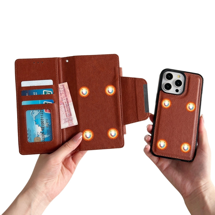 For iPhone 16 Pro Multifunctional 7-Cards Wallet Leather Phone Case(Brown)