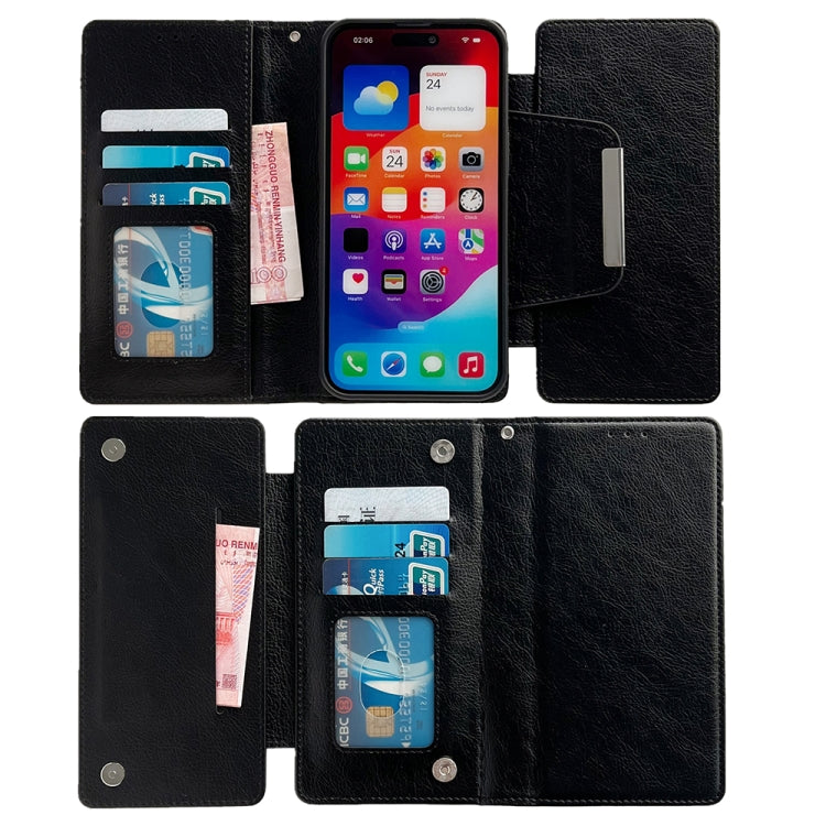 For iPhone 16 Plus Multifunctional 7-Cards Wallet Leather Phone Case(Black) - free shipping - PMC Jewellery - Order now!
