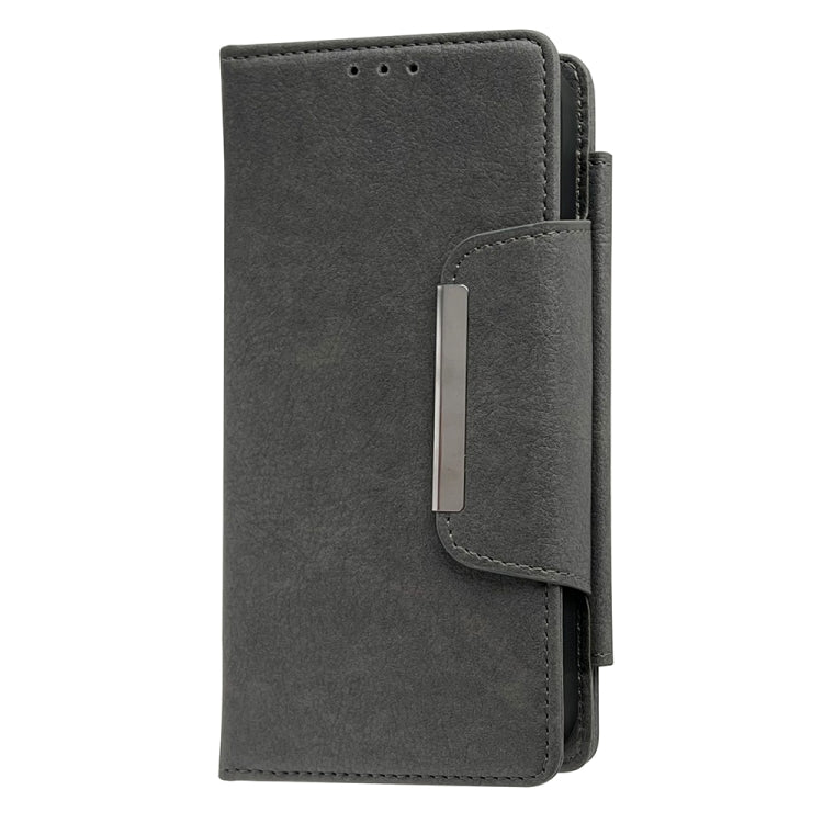 For iPhone 16 Plus Multifunctional Seven Cards Wallet Leather Phone Case(Grey)