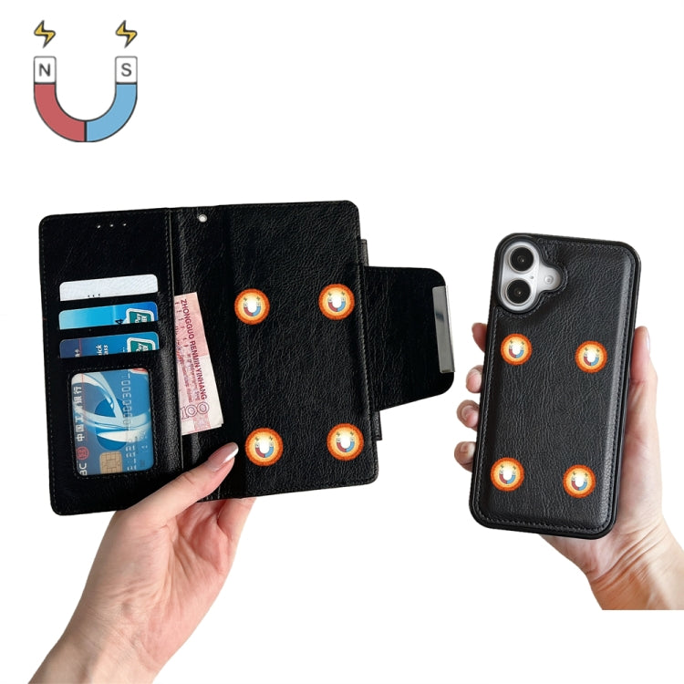 For iPhone 16 Multifunctional 7-Cards Wallet Leather Phone Case(Black)