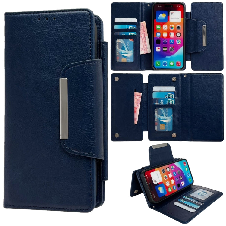 For iPhone 16 Multifunctional 7-Cards Wallet Leather Phone Case(Royal Blue) - iPhone 16 Cases by PMC Jewellery | Online Shopping South Africa | PMC Jewellery | Buy Now Pay Later Mobicred