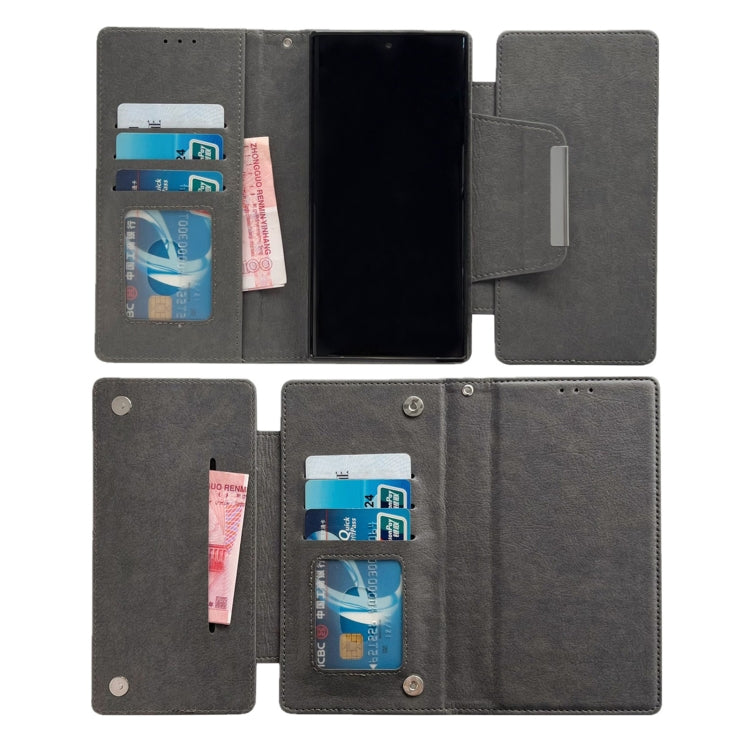 For Samsung Galaxy S24 Ultra 5G Multifunctional 7-Card Wallet Leather Phone Case(Grey)