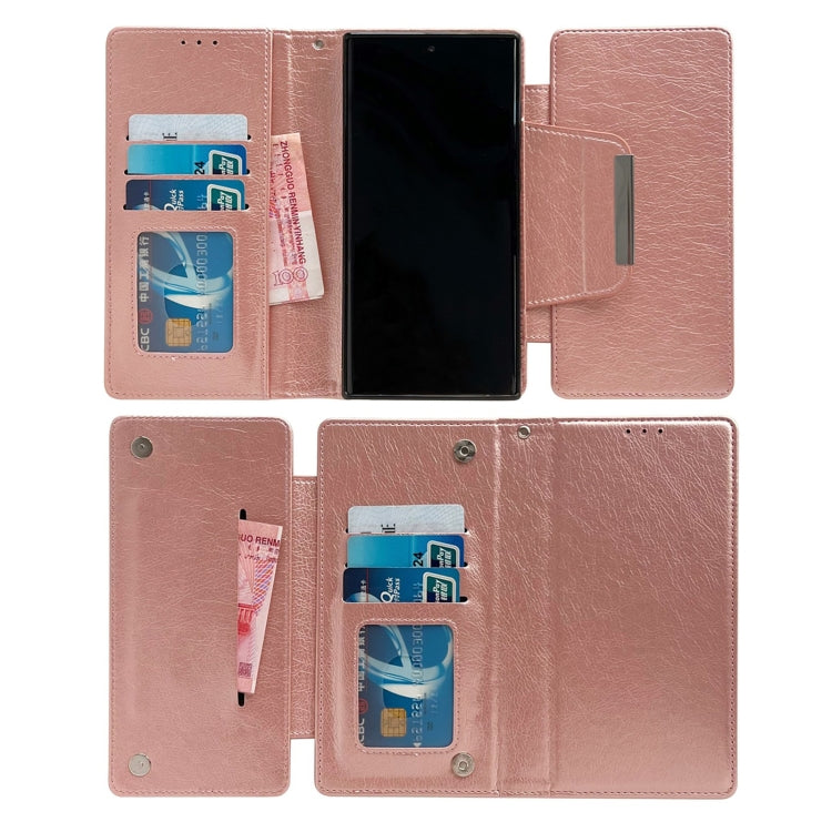 For Samsung Galaxy S24 Ultra 5G Multifunctional 7-Card Wallet Leather Phone Case(Rose Gold)