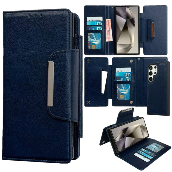For Samsung Galaxy S24 Ultra 5G Multifunctional 7-Card Wallet Leather Phone Case(Royal Blue)