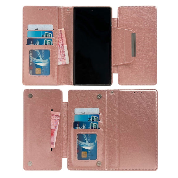 For Samsung Galaxy S24 5G Multifunctional 7-Card Wallet Leather Phone Case(Rose Gold)