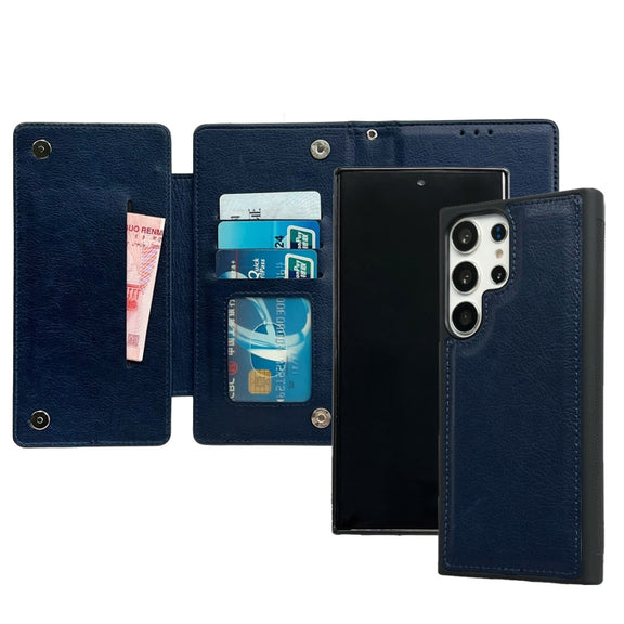 For Samsung Galaxy S24 5G Multifunctional 7-Card Wallet Leather Phone Case(Royal Blue)