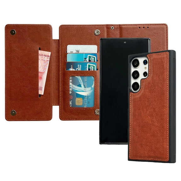 For Samsung Galaxy S24 5G Multifunctional 7-Card Wallet Leather Phone Case(Brown)