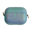 For AirPods Pro Colorful Crocodile Pattern PC Earphone Case with Anti-lost Metal Long Chain(Light Blue) - For AirPods Pro by PMC Jewellery | Online Shopping South Africa | PMC Jewellery | Buy Now Pay Later Mobicred