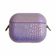 For AirPods Pro Colorful Crocodile Pattern PC Earphone Case with Anti-lost Metal Long Chain(Purple) - For AirPods Pro by PMC Jewellery | Online Shopping South Africa | PMC Jewellery | Buy Now Pay Later Mobicred