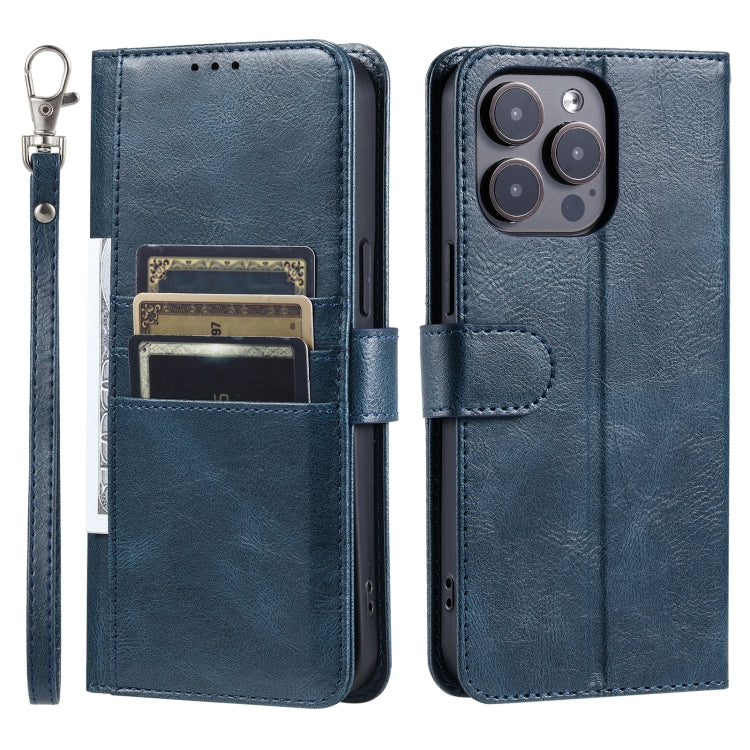 For iPhone 16 Pro Simple 6-Card Wallet Leather Phone Case(Navy Blue) - iPhone 16 Pro Cases by PMC TechLife | Online Shopping South Africa | PMC TechLife | Buy Now Pay Later Mobicred