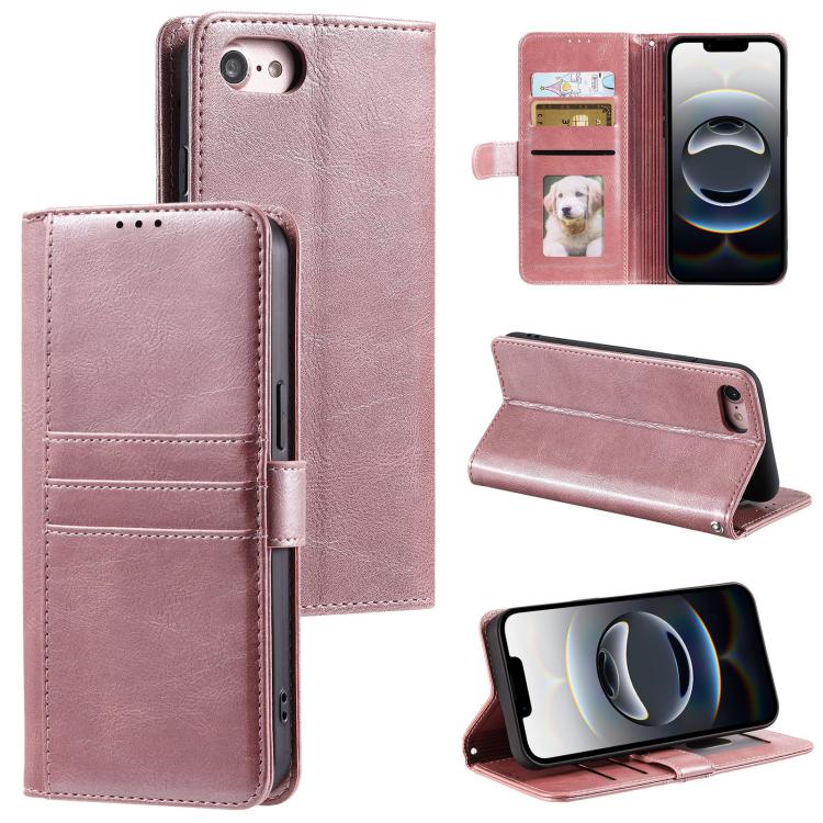 For iPhone 16e Simple 6-Card Wallet Leather Phone Case(Rose Gold) - iPhone 16e Cases by PMC TechLife | Online Shopping South Africa | PMC TechLife | Buy Now Pay Later Mobicred