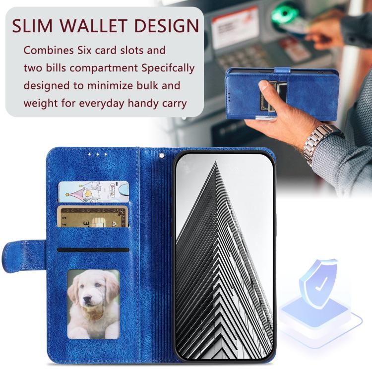 For iPhone 16e Simple 6-Card Wallet Leather Phone Case(Blue) - free shipping - PMC TechLife - Order now!