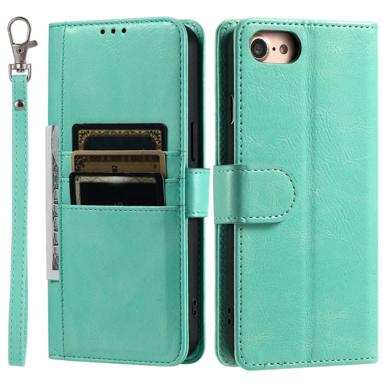 For iPhone 16e Simple 6-Card Wallet Leather Phone Case(Green) - iPhone 16e Cases by PMC TechLife | Online Shopping South Africa | PMC TechLife | Buy Now Pay Later Mobicred