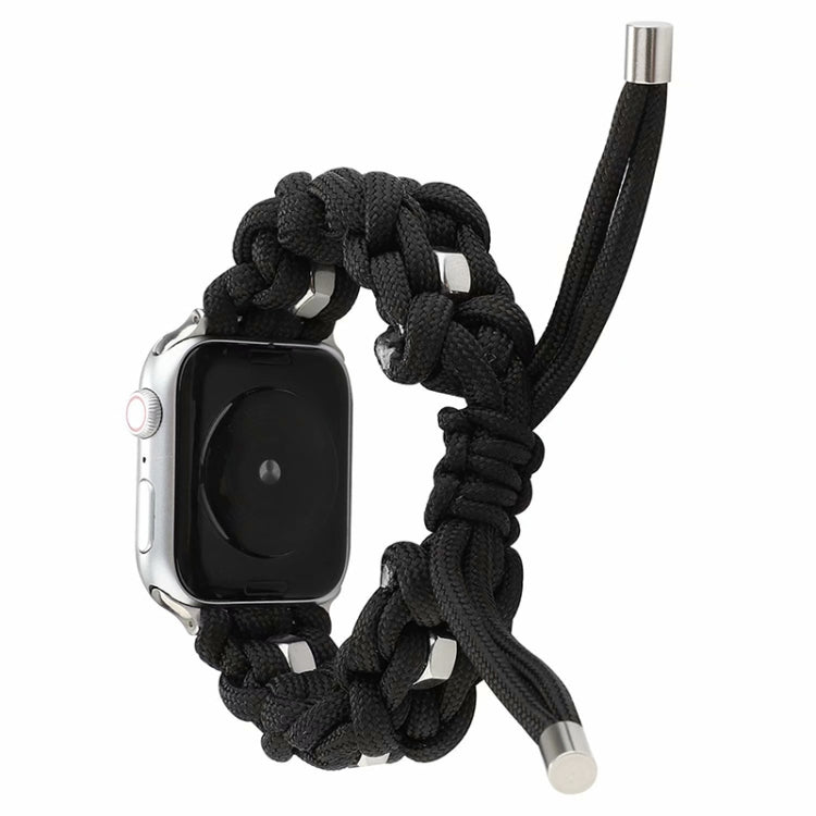 For Apple Watch Ultra 2 49mm Screw Nut Braided Paracord Watch Band(Black)