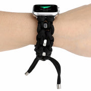 For Apple Watch Ultra 2 49mm Screw Nut Braided Paracord Watch Band(Black)