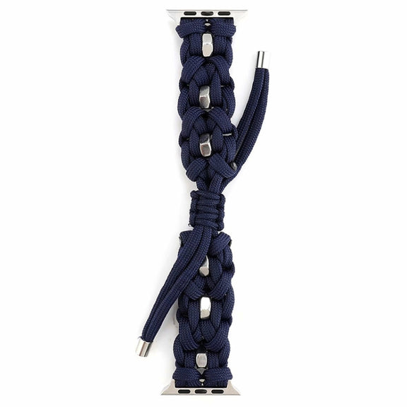 For Apple Watch Ultra 2 49mm Screw Nut Braided Paracord Watch Band(Blue)