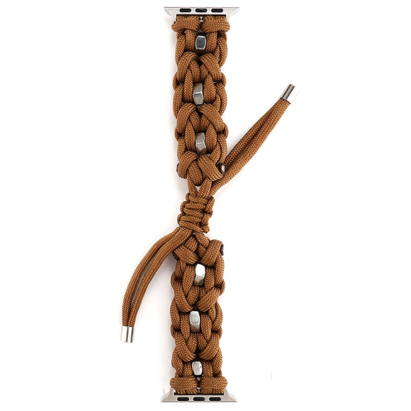 For Apple Watch Ultra 2 49mm Screw Nut Braided Paracord Watch Band(Coffee)