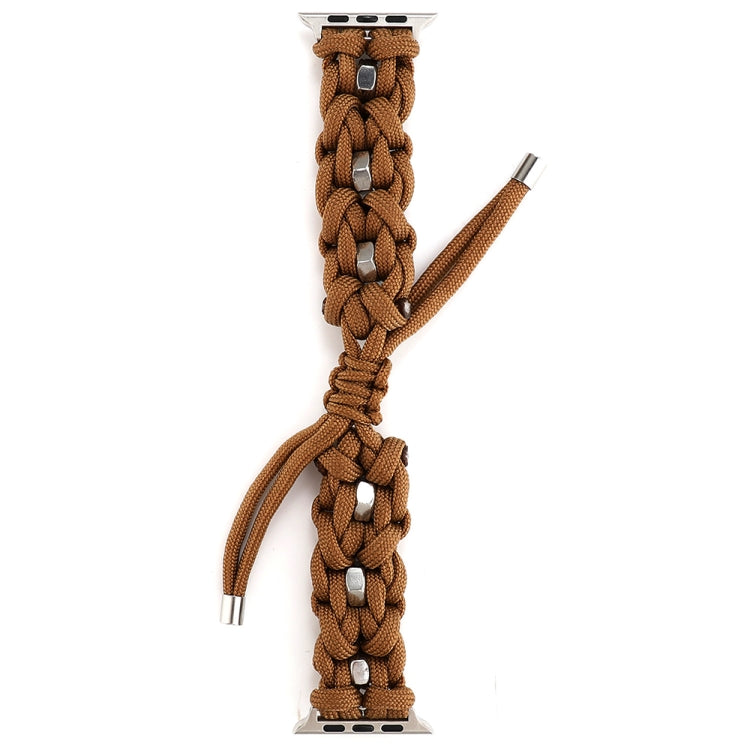 For Apple Watch Ultra 2 49mm Screw Nut Braided Paracord Watch Band(Coffee)