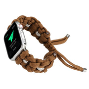 For Apple Watch Ultra 2 49mm Screw Nut Braided Paracord Watch Band(Coffee)