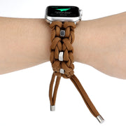 For Apple Watch Ultra 2 49mm Screw Nut Braided Paracord Watch Band(Coffee)