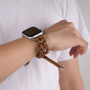 For Apple Watch Ultra 2 49mm Screw Nut Braided Paracord Watch Band(Coffee)