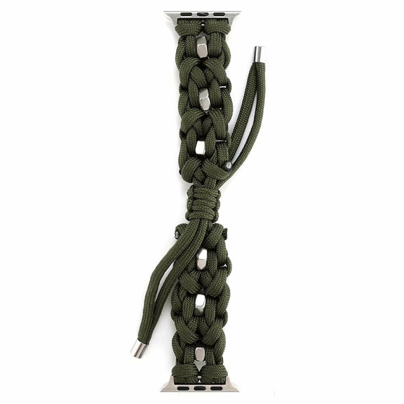 For Apple Watch Ultra 2 49mm Screw Nut Braided Paracord Watch Band(Green)