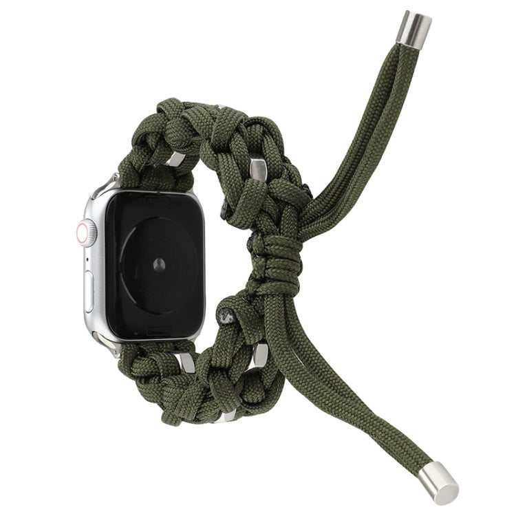 For Apple Watch Ultra 2 49mm Screw Nut Braided Paracord Watch Band(Green)