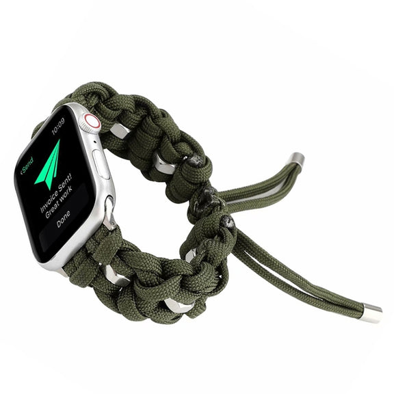 For Apple Watch Ultra 2 49mm Screw Nut Braided Paracord Watch Band(Green)