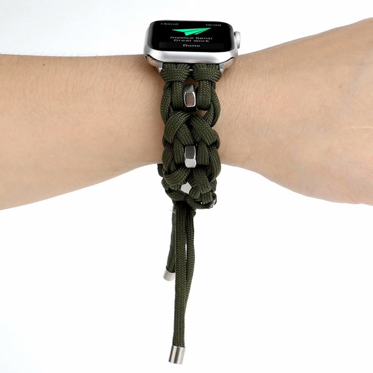 For Apple Watch Ultra 2 49mm Screw Nut Braided Paracord Watch Band(Green)