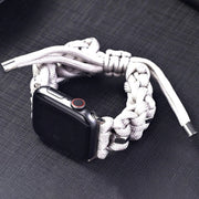 For Apple Watch Ultra 2 49mm Screw Nut Braided Paracord Watch Band(White)