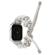 For Apple Watch Ultra 2 49mm Screw Nut Braided Paracord Watch Band(White)