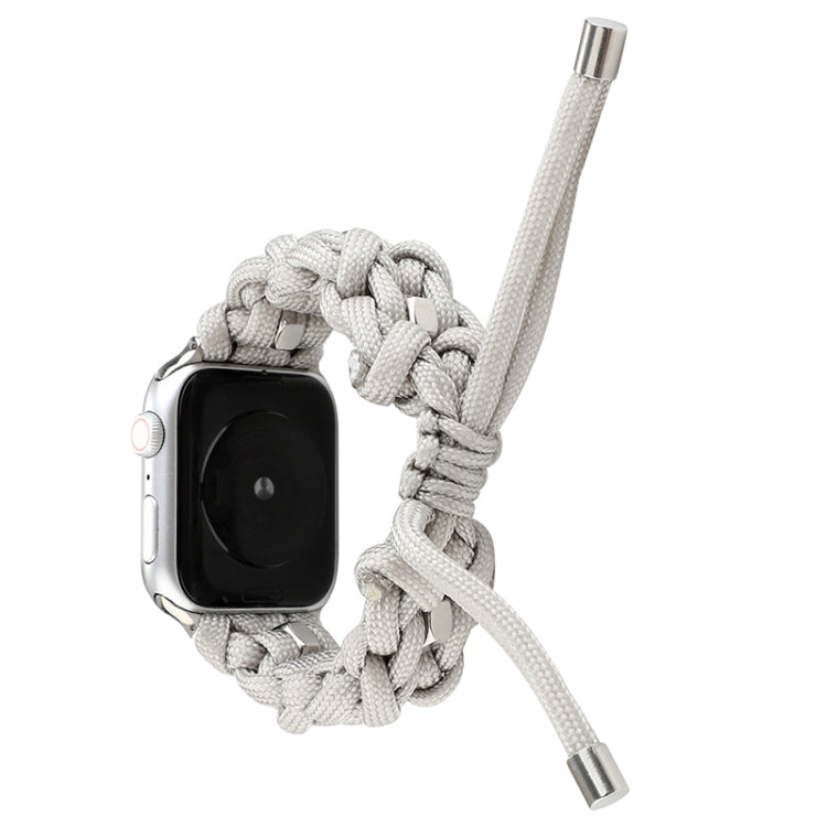 For Apple Watch Ultra 2 49mm Screw Nut Braided Paracord Watch Band(White)