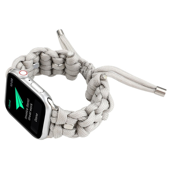 For Apple Watch Ultra 2 49mm Screw Nut Braided Paracord Watch Band(White)